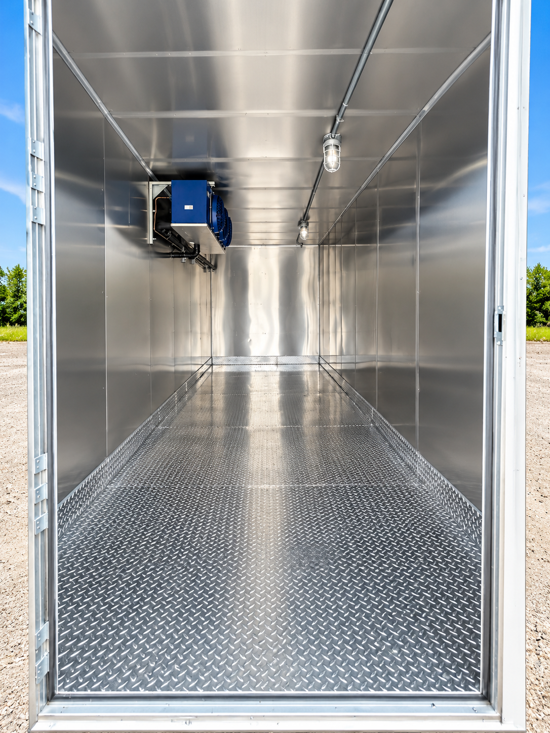 Owner-supplied 20 ft refrigerated-container interior with cooling equipment